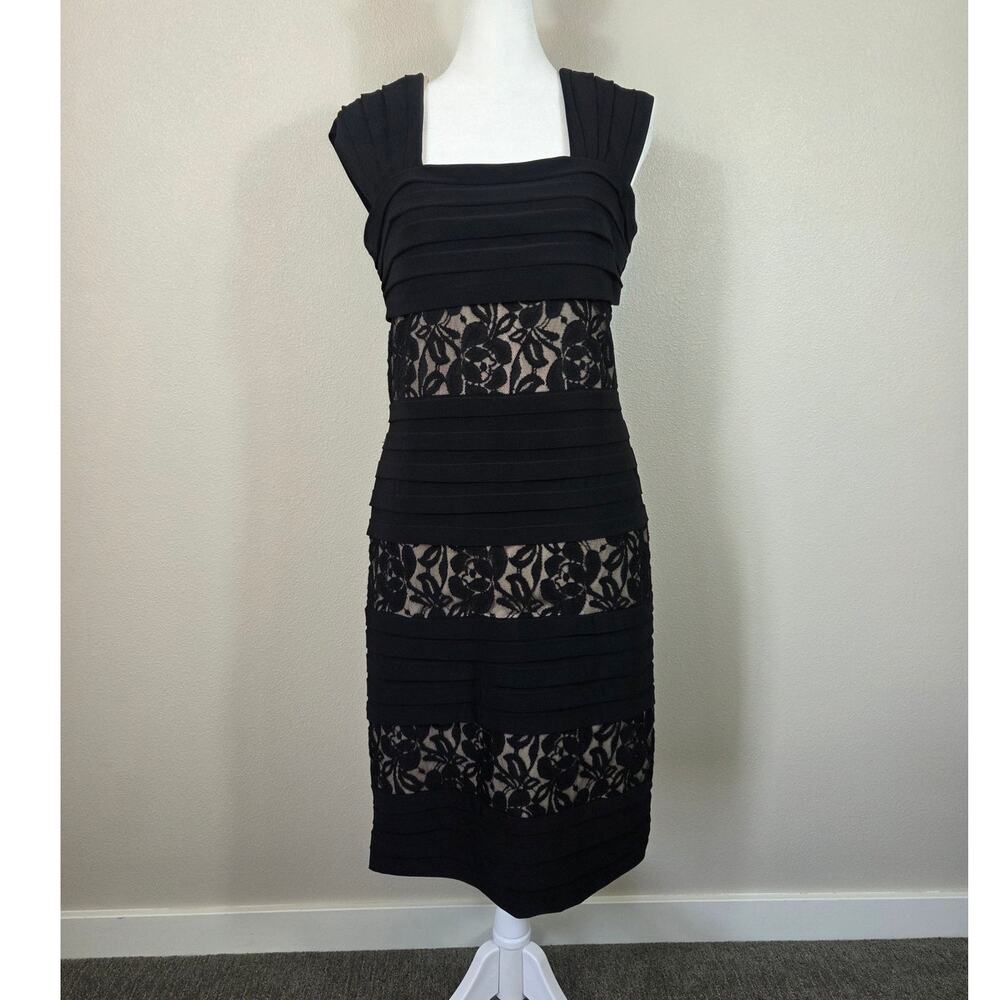 Dress Barn Collection Bandage Lace Wide Strap Formal Dress Size 10 Black And Tan